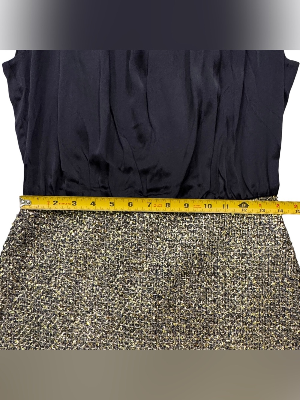 NWT! Amanda Uprichard Silk & Tweed Brantley Mini Dress – Black/Gold – Size Small - Picture 9 of 10
